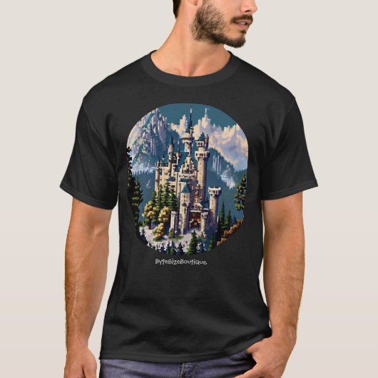 T-shirt Château de Neuschwanstein, texte personnalisé Retr (Devant)