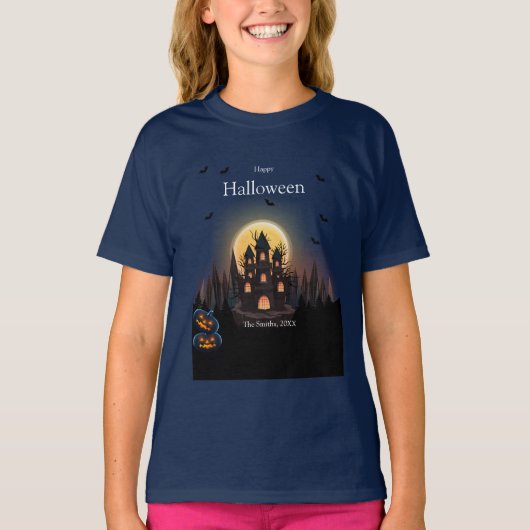 T-shirt Château d'Halloween (Devant)
