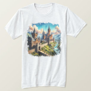 T-shirt Château médiéval dans un paysage montagnard