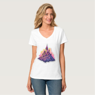 T-shirt Château sur le sommet de la montagne