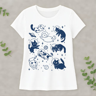 T-shirt Chaton Astronaute Mignon de l'Espace Chien Galaxy