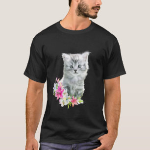 T-shirt chaton bébé fleurs