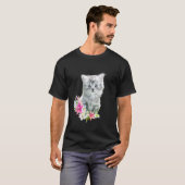 T-shirt chaton bébé fleurs (Devant entier)