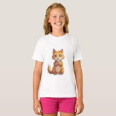 T-shirt Chaton buvant du café (Devant entier)