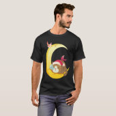 T-shirt Chaton Chat Vacances Lune Oiseau Dormant (Devant entier)