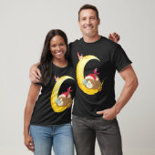T-shirt Chaton Chat Vacances Lune Oiseau Dormant (Unisexe)