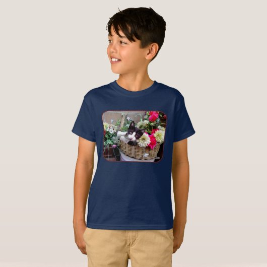 T-shirt Chaton dans un panier (Devant entier)