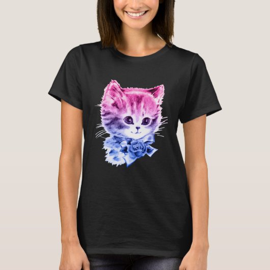 T-shirt Chaton de fierté bisexuelle (Devant)