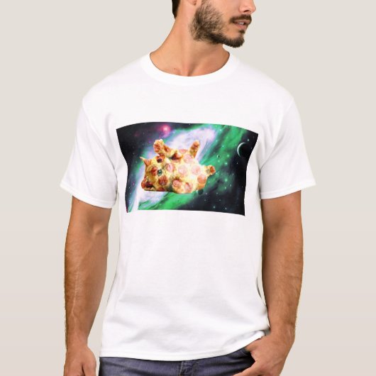 T-shirt Chaton de l'espace de pizza (Devant)