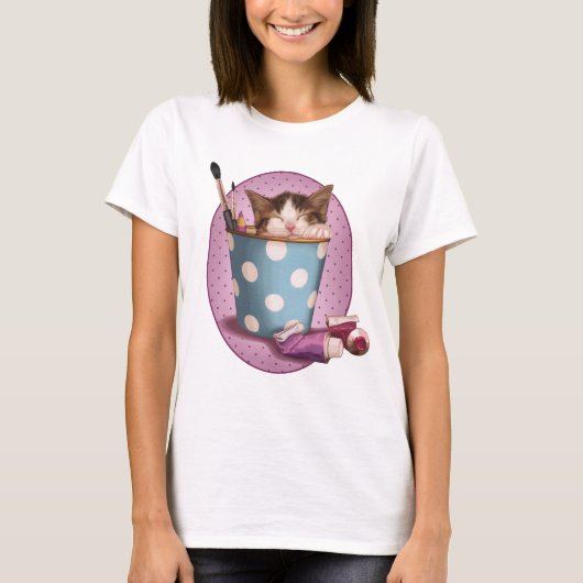 T-shirt Chaton de pot de crayon (Devant)