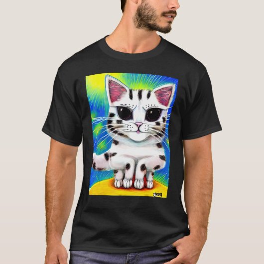 T-shirt Chaton Kitty Psychedelique Dans Le Style Chat 3 (Devant)