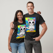T-shirt Chaton Kitty Psychedelique Dans Le Style Chat 3 (Unisexe)