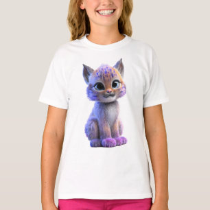 T-shirt Chaton Lynx Néo-Pastel Fantaisiste pour Enfants