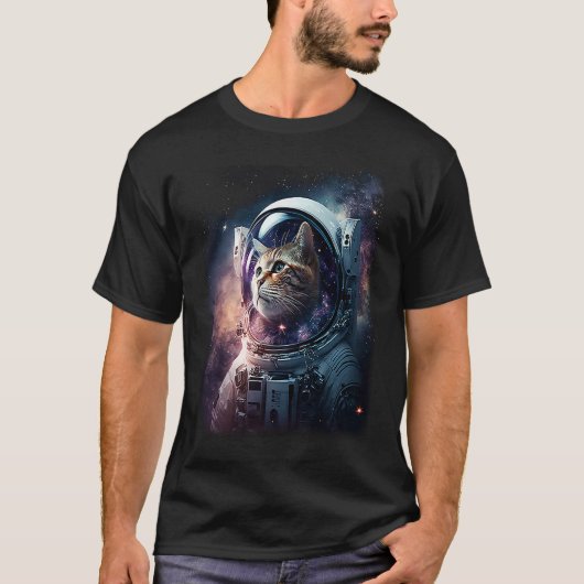 T-shirt Chaton Mignon Dans L'Espace Profond Chat (Devant)