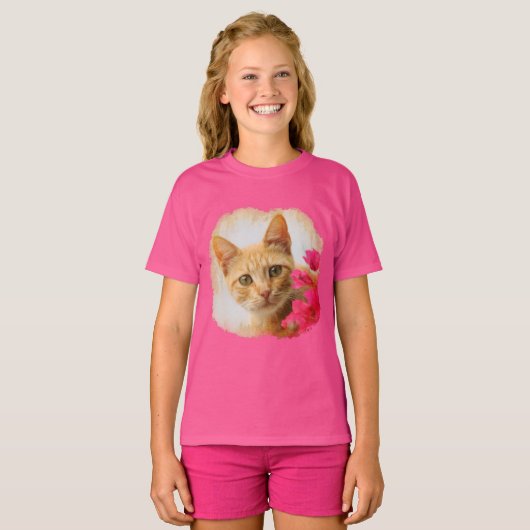 T-shirt Chaton mignon de chat de gingembre vous observant (Devant entier)