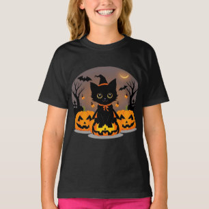 T-shirt Chaton noir adorable en chapeau de sorcière