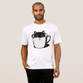 T-shirt Chaton noir avec nez rouge caché dans une tasse (Devant entier)