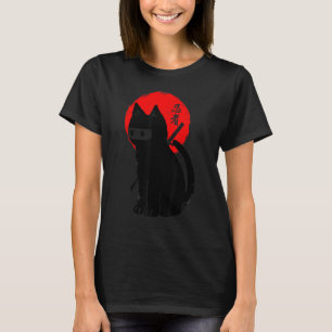 T-shirt Chaton noir ninja Kitty Cat japonais Samouraï Cat