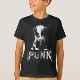 T-shirt Chaton Punk Chat Avec Mohawk Nge Design Gothique
