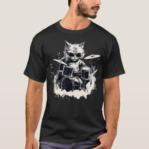 T-shirt Chaton Punk Drummer Jouant du Tambour