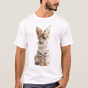 T-shirt Chaton Serval Adorable dans un Pull en Tricot Blan