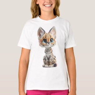 T-shirt Chaton Serval Tacheté aux Grands Yeux Mignons Enfa