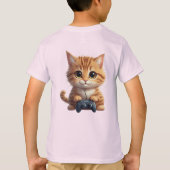 T-shirt Chaton tenant une manette de jeu Joueur de chat (Dos)