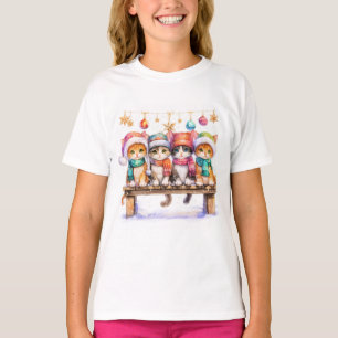T-shirt Chatons célébrant Noël, câlins et mignons,