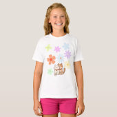 T-shirt Chatons et fleurs (Devant entier)