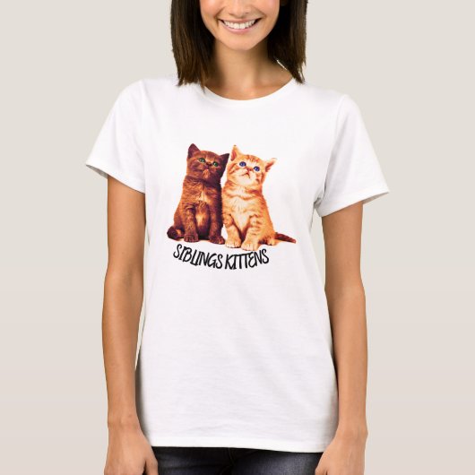 T-shirt Chatons frères et soeurs, deux chats mignons (Devant)