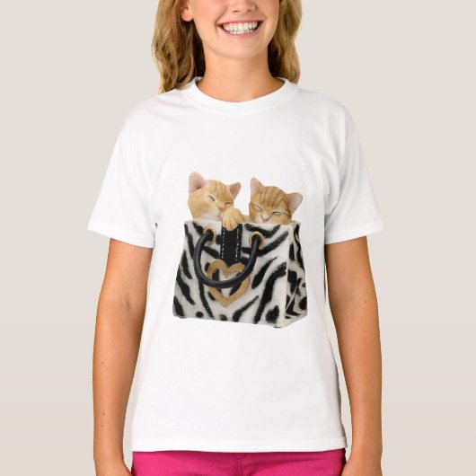 T-shirt Chatons mignons dans le sac à main d'impression de (Devant)