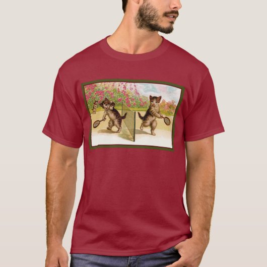 T-shirt Chatons vintages Jouer Tennis De Chat (Devant)