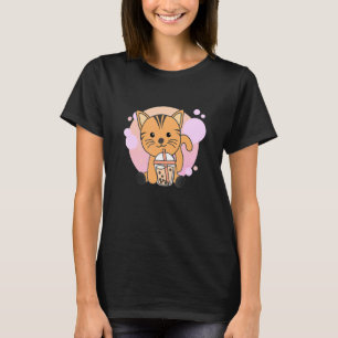 T-shirt Chats À Thé De Bulle Avec Chocolat Thé Cute Chat