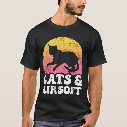 T-shirt Chats & AirSoft Vintage Retro Hobby (Devant)