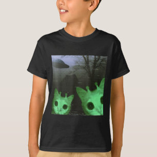 T-shirt Chats Aliens Ufo Drôle Créature Chat Mème Pour Hom
