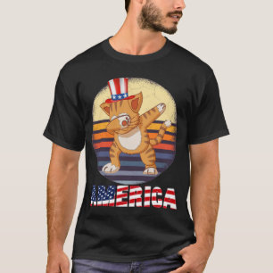 T-shirt chats américains porter oncle sam casquette, 4 jui