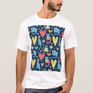 T-shirt Chats Amour : Coloré Vintage sans fil