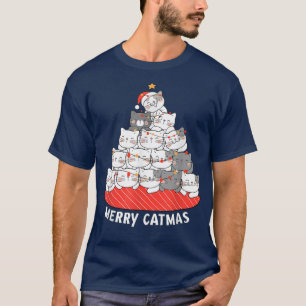 T-shirt Chats amusants Arbre de Noël Ornement Décor Cadeau