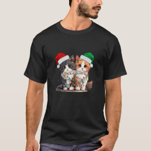 T-shirt Chats amusants Meowen Noël Light Père Noël Cute Ca