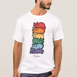 T-shirt Chats arc-en-ciel empilés - Fête de la fierté LGBT