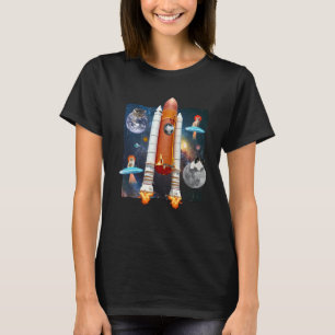 T-shirt Chats Astronautes Dans L'Espace Extérieur Meow Bat