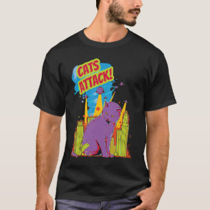 T-shirt Chats Attaquent I Chat Chaton Laser Espace Rétro V