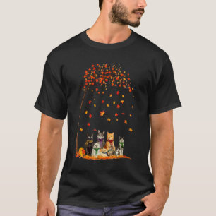 T-shirt Chats Automne Arbre à feuilles d'automne Chat 1