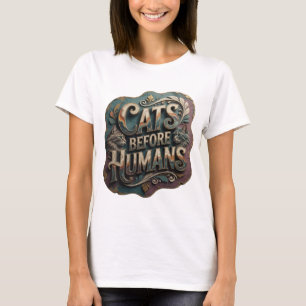 T-shirt Chats avant humains or en or design audacieux
