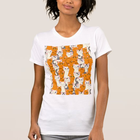 T-shirt Chats blancs et gingembre motif yeux verts yeux bl (Devant)