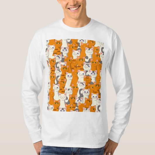 T-shirt Chats blancs et gingembre motif yeux verts yeux bl (Devant)