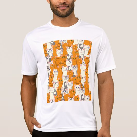 T-shirt Chats blancs et gingembre motif yeux verts yeux bl (Devant)