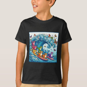 T-shirt Chats Bleus Vague Pour Kamala Drôle Chat Dame