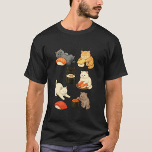 T-shirt Chats British Shorthair se détendant avec de Sushi