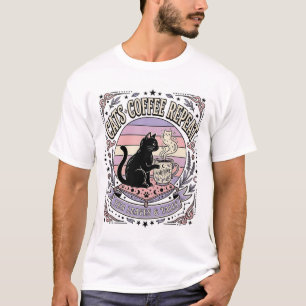 T-shirt Chats Café Répéter Chat Feuilles de Thé Café Fortu